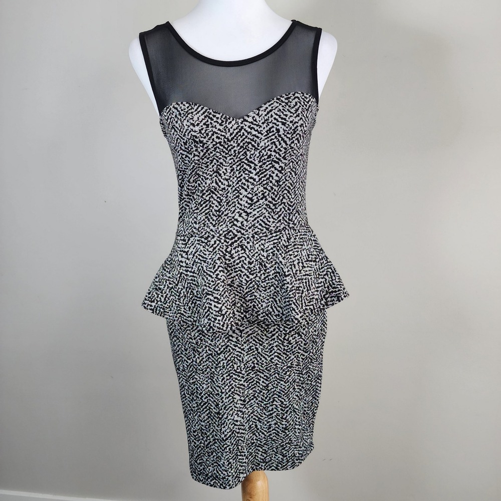 Bailey Blue Peplum Dress Womens S Mesh Sheath‎ Party Clubwear Cocktail Y2K 80s